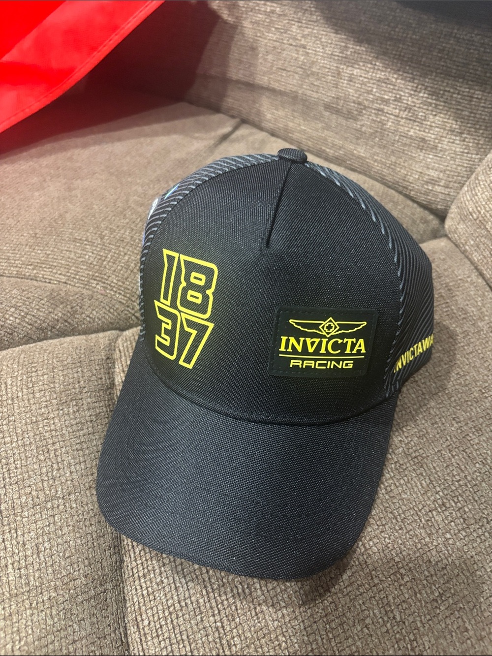 Invicta Black Cap with Neon Yellow Racing Graphics